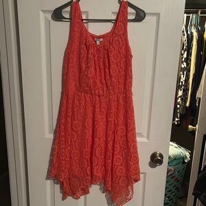 Coral Floral Lace Dress
